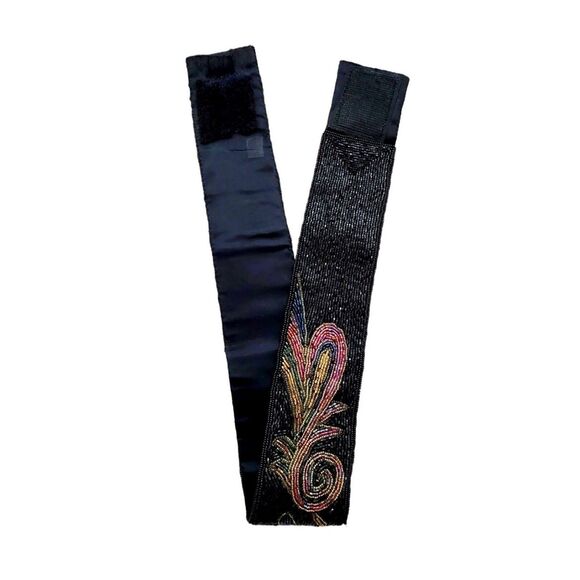 Vintage 80s Hand Beaded High-Waisted Cocktail Party Seed Bead Statement Belt main image 10